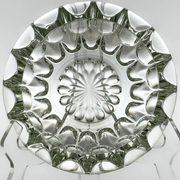 RETRO Glass Ashtray | Vintage 1970s Pressed Glass Heavy Ashtray | Unique Barware - Picture 2 of 7